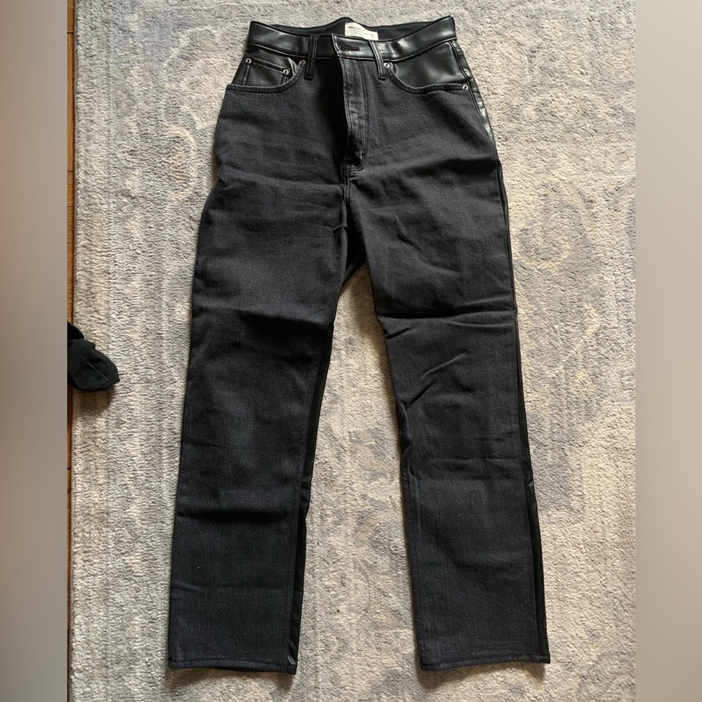American eagle black leather jeans